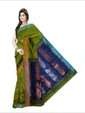 Pradip Fabrics Woven Green & Blue color Pure Cotton Soft Handloom Saree