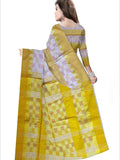 Pradip Fabrics Woven  yellow and White  Color Pure  Soft  Print  Saree