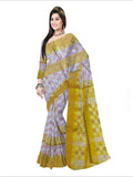 Pradip Fabrics Woven  yellow and White  Color Pure  Soft  Print  Saree