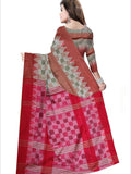 Pradip Fabrics Woven  Red and Cream Color Pure  Soft Print  Saree