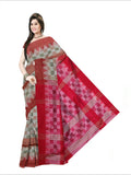 Pradip Fabrics Woven  Red and Cream Color Pure  Soft Print  Saree