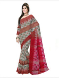 Pradip Fabrics Woven  Red and Cream Color Pure  Soft Print  Saree