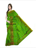 Pradip Fabrics Woven Green color  Soft Handloom Saree