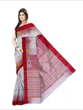 Pradip Fabrics Woven Red and White color Pure Cotton Soft Handloom Saree