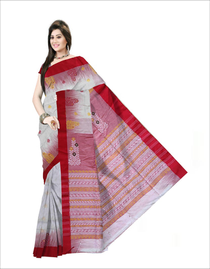 Pradip Fabrics Woven Red and White color Pure Cotton Soft Handloom Saree