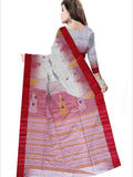 Pradip Fabrics Woven Red and White color Pure Cotton Soft Handloom Saree
