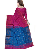 Pradip Fabrics Woven Deep pink & Sky Blue color Pure Soft Handloom Saree