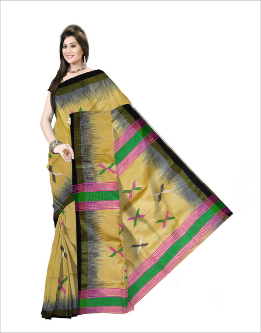 Pradip Fabrics Woven Light yellow Color Pure Soft Tissue Handloom Saree