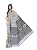 Pradip Fabrics Woven Soft Handloom pure  cotton white Color Saree