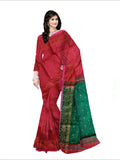 Pradip Fabrics Woven Maroon and green color  Soft Handloom Saree