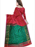 Pradip Fabrics Woven Maroon and green color  Soft Handloom Saree
