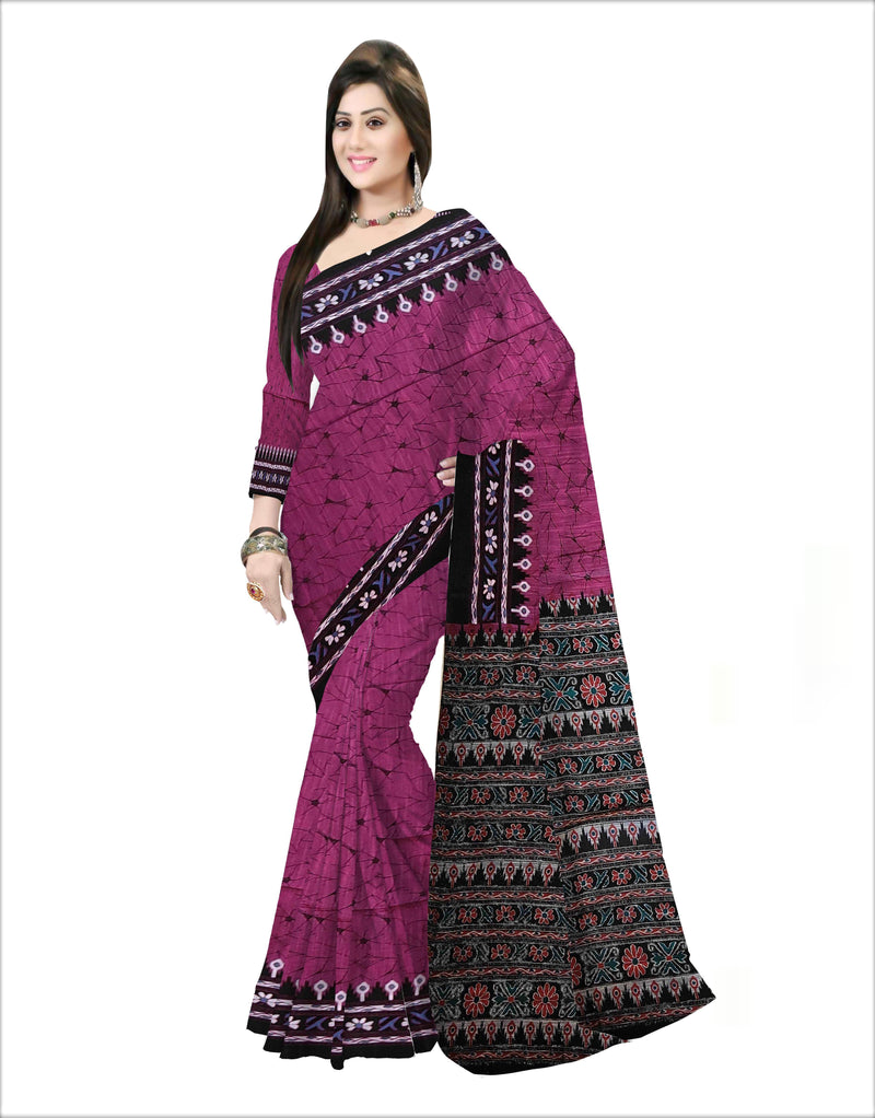 Pradip Fabrics Woven Purple and Black  Color Pure  Soft Viscous Print  Handloom Saree