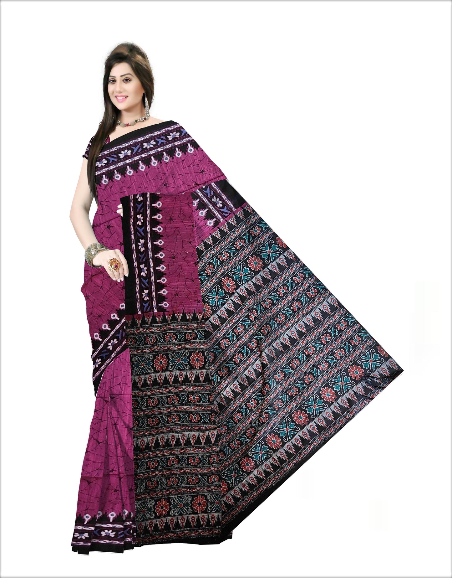 Pradip Fabrics Woven Purple and Black  Color Pure  Soft Viscous khadi Print  Handloom Saree