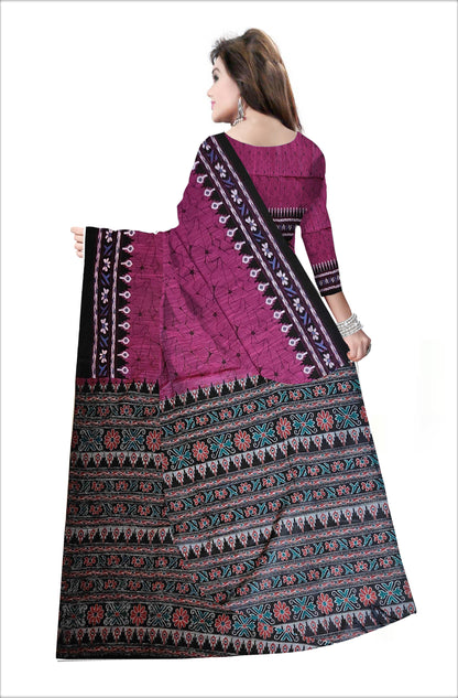 Pradip Fabrics Woven Purple and Black  Color Pure  Soft Viscous khadi Print  Handloom Saree