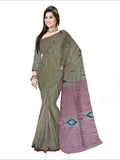 Pradip Fabrics Woven Soft Handloom pure cotton Olive Green  Color Saree