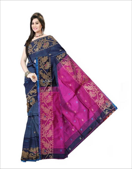 Pradip Fabrics Woven Grey and Pink Color Soft Handloom Saree