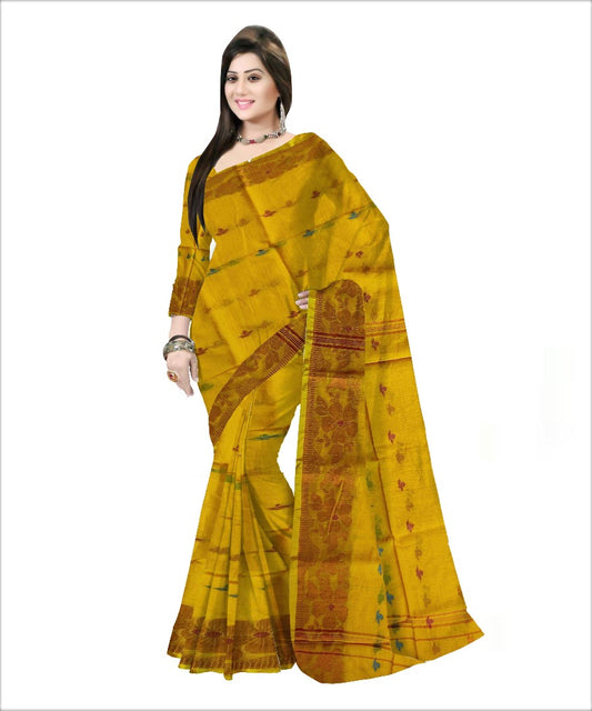 Pradip Fabrics Woven Yellow color  Soft Handloom Saree