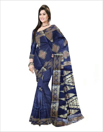 Pradip Fabrics Woven Blue Color Pure Tant cotton  Saree