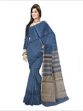 Pradip Fabrics Woven Soft Pure Cotton Handloom Sky blue & Cream Color Saree