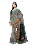 Pradip Fabrics Woven Grey & Deep Green color Pure Cotton Soft Handloom Saree
