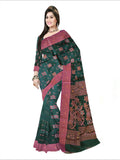Pradip Fabrics Woven Soft Handloom Dark Green  Color Saree