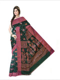 Pradip Fabrics Woven Soft Handloom Dark Green  Color Saree