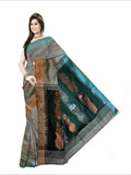 Pradip Fabrics Woven Grey & Deep Green color Pure Cotton Soft Handloom Saree