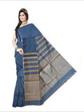 Pradip Fabrics Woven Soft Pure Cotton Handloom Sky blue & Cream Color Saree