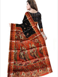 Pradip Fabrics Woven Black and Orange Color Pure Silk Saree