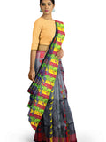 Pradip Fabrics Ethnic Women's Tant Jamdani Black Color Saree