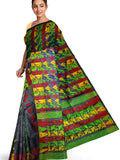 Pradip Fabrics Ethnic Women's Tant Jamdani Black Color Saree