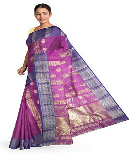 Pradip Fabrics Printed Tant Silk Blend Saree