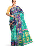 Pradip Fabrics Ethnic Women's All over Tant Jamdani Light Green and Blue Color Saree