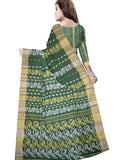 Pradip Fabrics Woven Tant Cotton All Over Dhakai Jamdani Green Saree