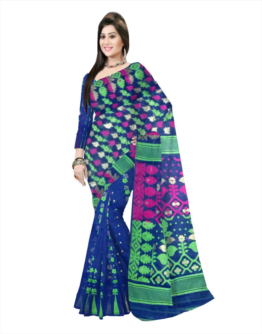 Pradip Fabrics Ethnic Women's Tant All Soft Dhakai Jamdani Saree