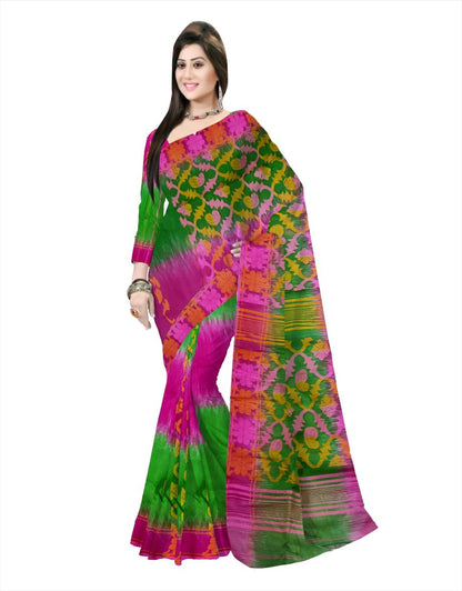 Pradip Fabrics Ethnic Women's Cotton Tant Gap Jamani  Saree