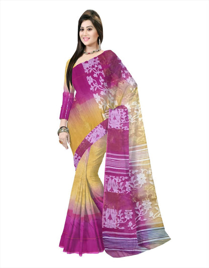 Pradip Fabrics Ethnic Women's Cotton Tant Gap Jamani  Saree