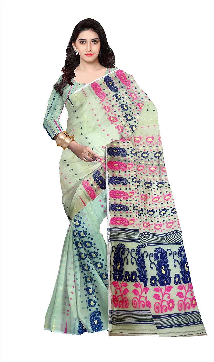 Buy Biswas Handloom Woven Pink Multi Thread Dhakai Jamdani Saree Online at  Best Prices in India - JioMart.