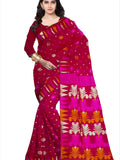 Pradip Fabrics Woven Tant Silk Red Color Saree