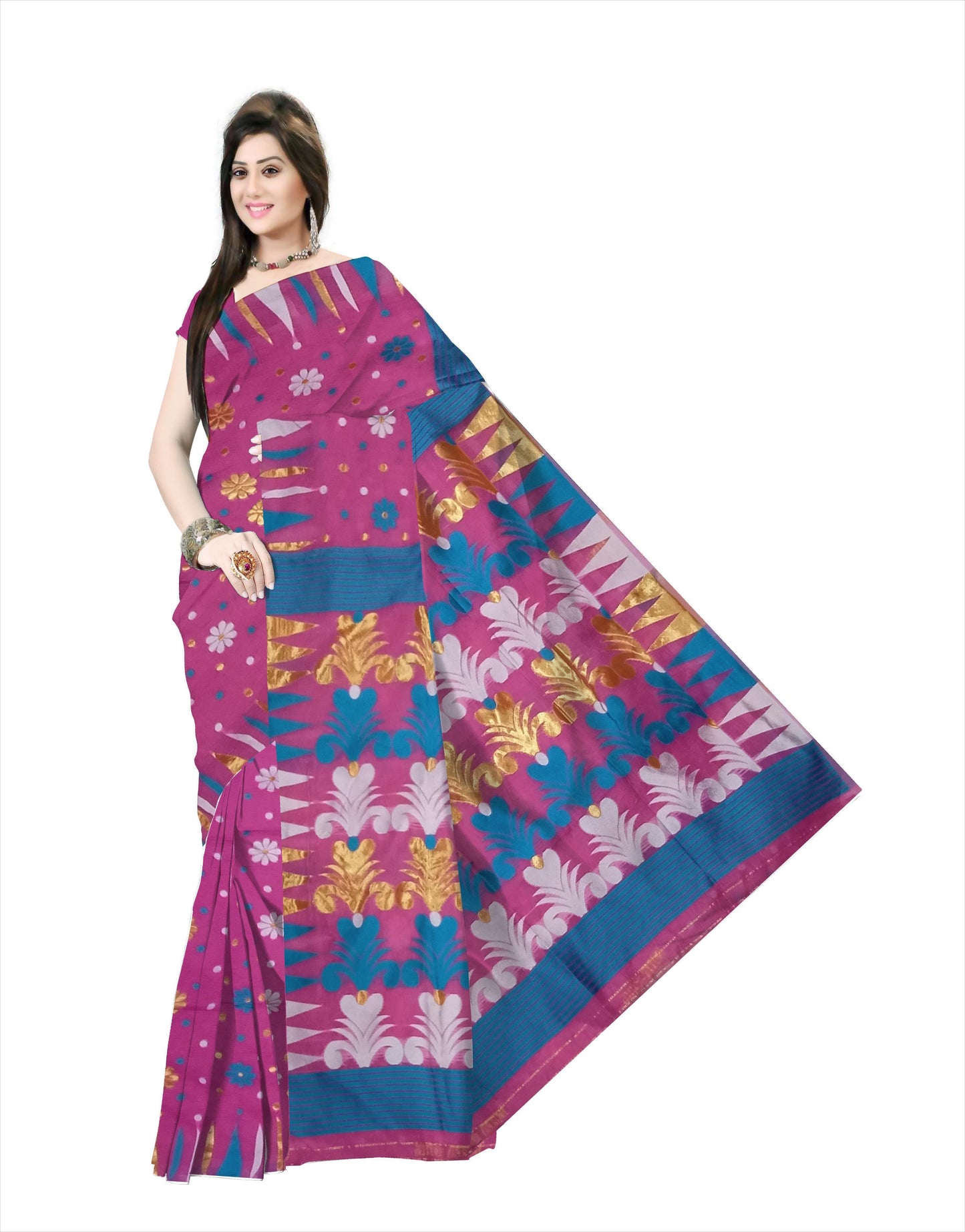 Pradip Fabrics Woven Tant Silk Red Color Saree