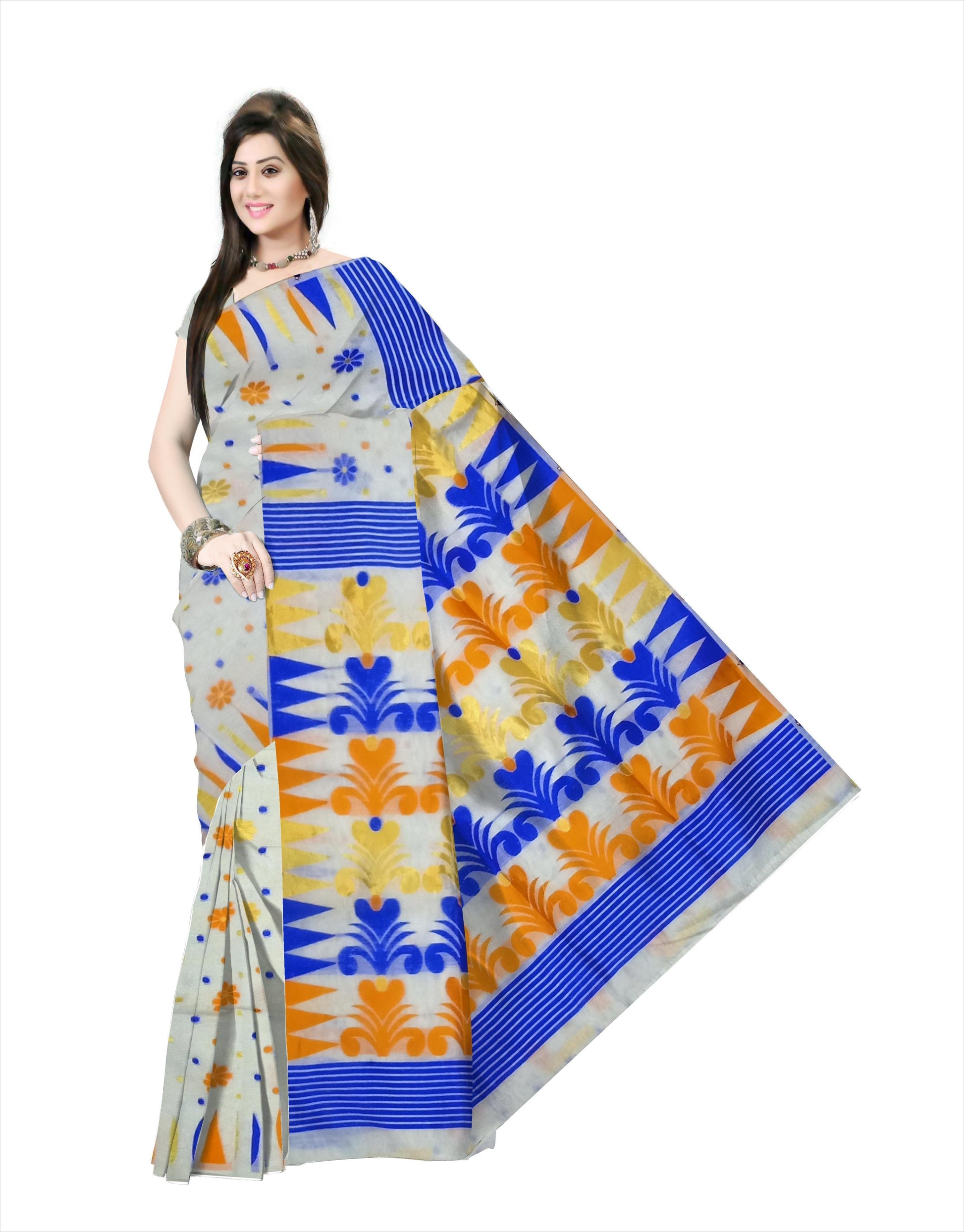 pradip fabrics saree cream colour