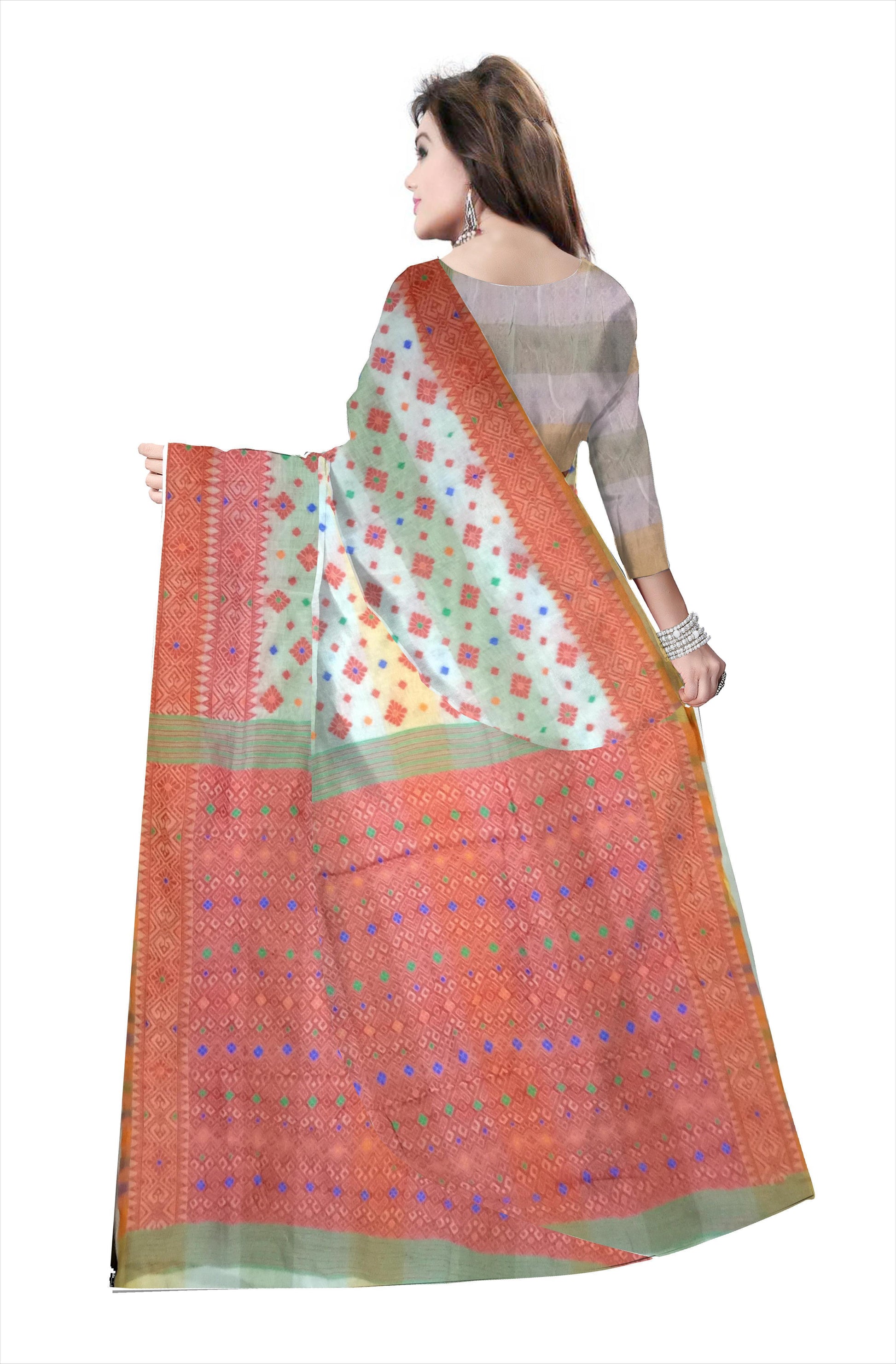 pradip fabrics saree light orange colour