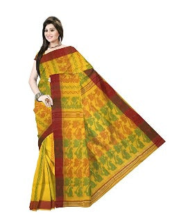 Pradip Fabrics Woven Tant Cotton All Over Dhakai Jamdani Yellow Saree