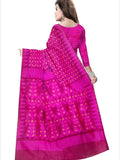 Pradip Fabrics Ethnic Women's Tant All Over Pink Dhakai Jamdani Minakari Saree