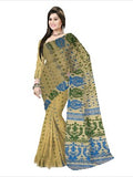soft yellow red greeen color saree