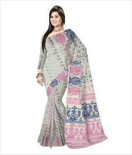 Pradip Fabrics Ethnic Woman's Tant Dhakai Jamdani  Saree