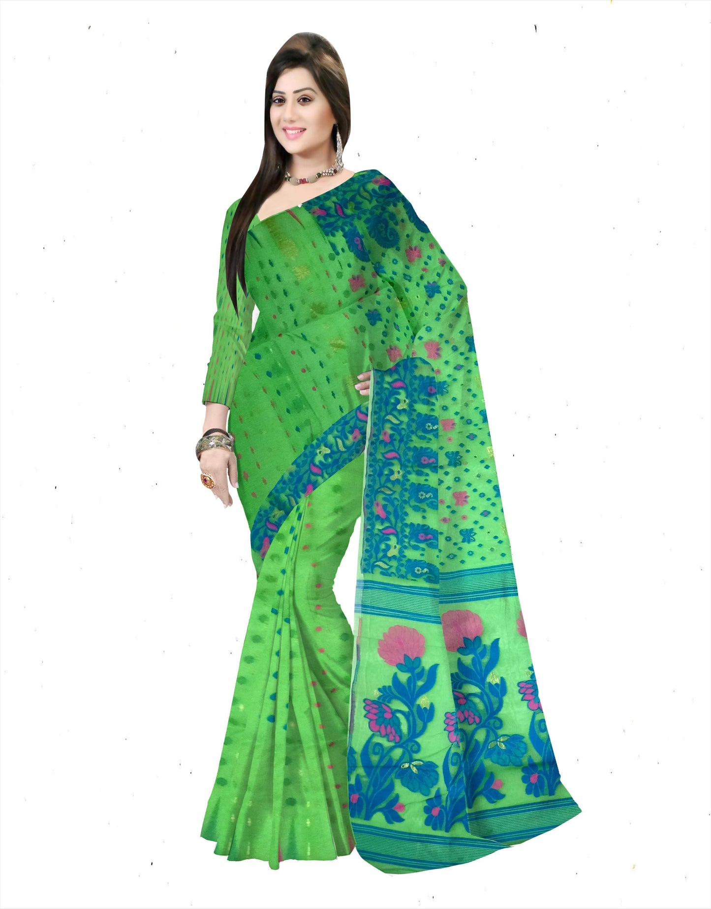 Pradip Fabrics Ethnic Woman's Tant Dhakai Jamdani Saree