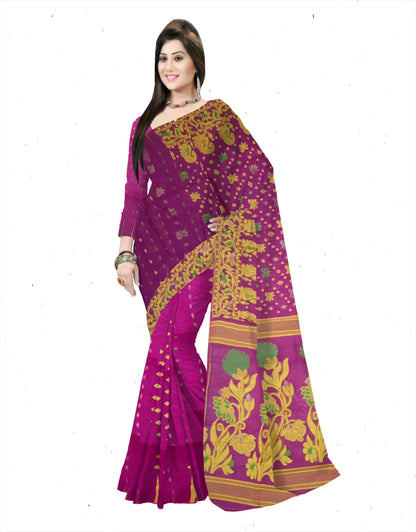 Pradip Fabrics Ethnic Woman's Tant Dhakai Jamdani Saree