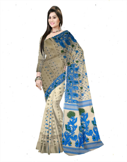 Pradip Fabrics Ethnic Woman's Tant Dhakai Jamdani Saree