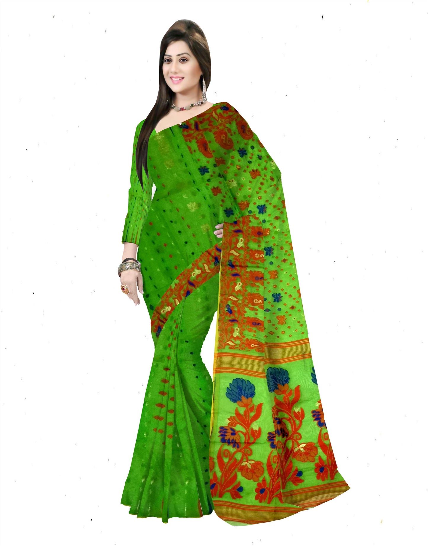 Pradip Fabrics Ethnic Woman's Tant Dhakai Jamdani Saree